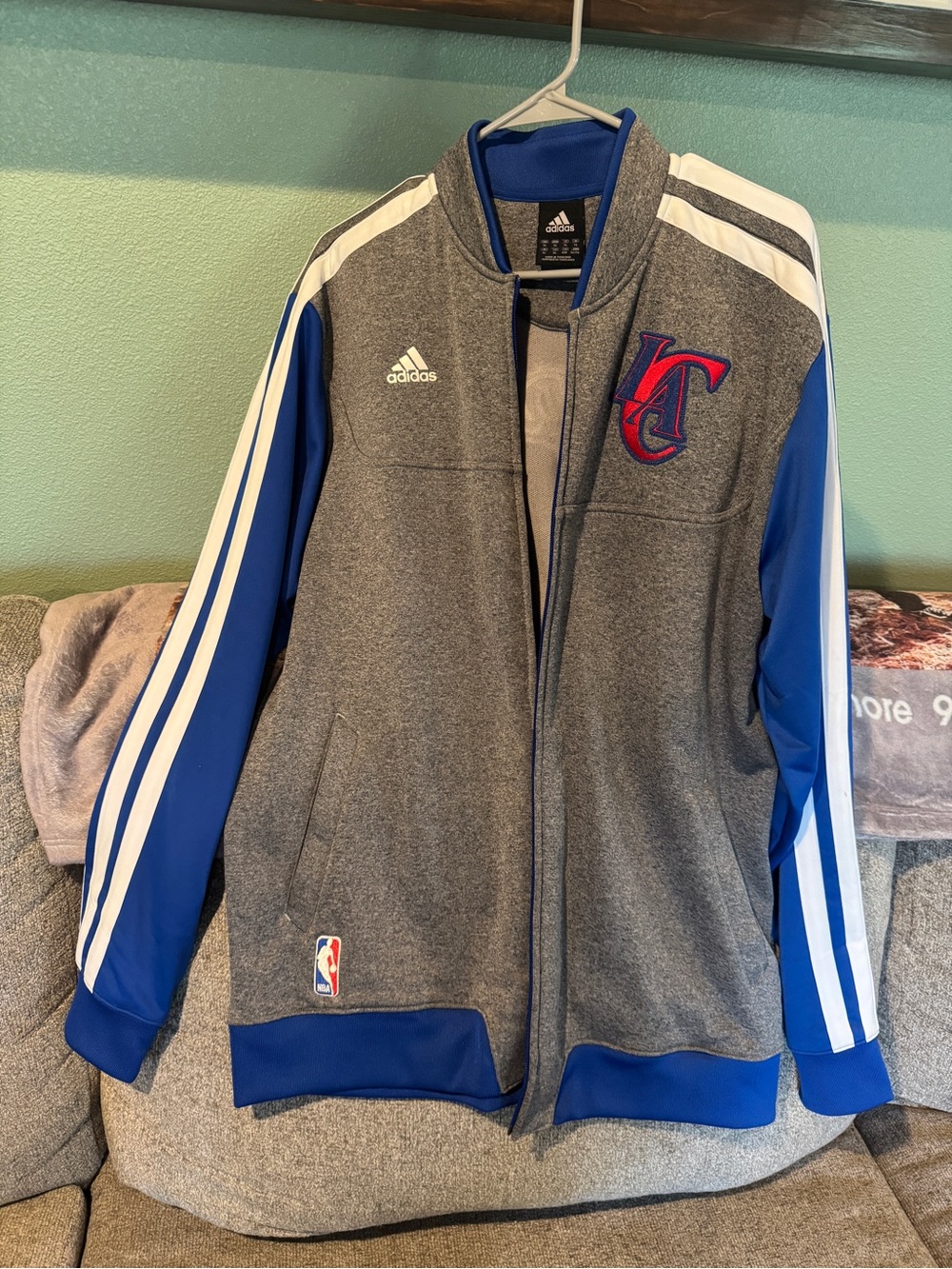 adidas Gray and Blue Full-Zip Team Jacket